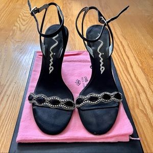 Nina Black Heels with Silver Accents